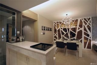 90平米小三室厨房吧台设计效果图