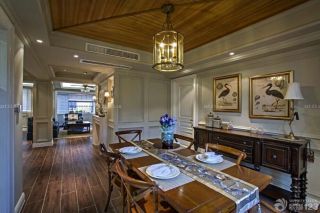 2025实木家庭美式餐桌装修图片大全