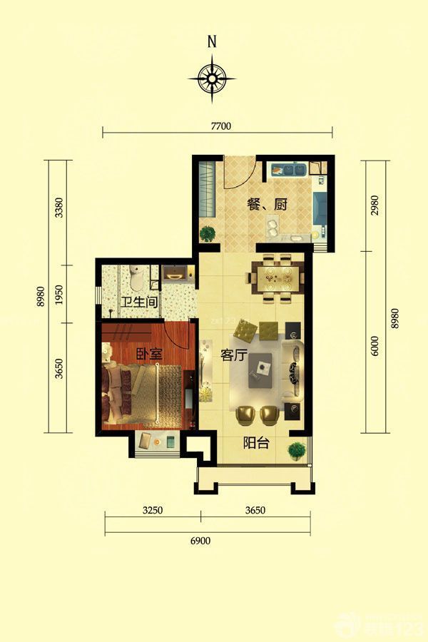 2025新房一房一厅户型图欣赏