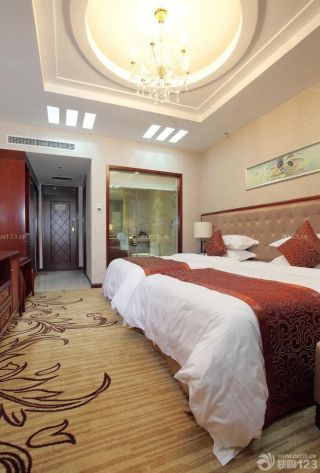 快捷酒店标准间圆形吊顶装修案例