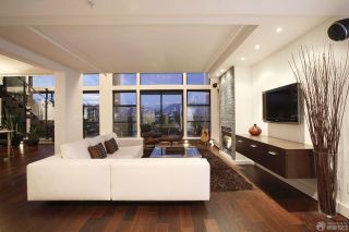 2025家装跃层客厅简约电视柜装修样板