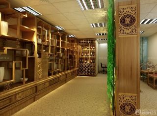 2025茶馆中式隔断墙装修效果图片大全