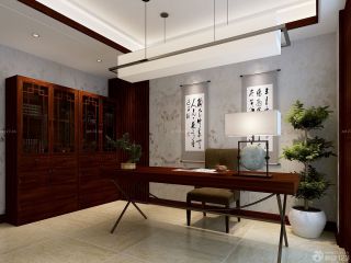 90平小三居中式书房装修设计效果图片