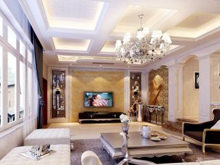 简约别墅设计客厅吊顶效果图