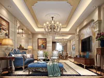 财富海景140平米欧式风格效果图