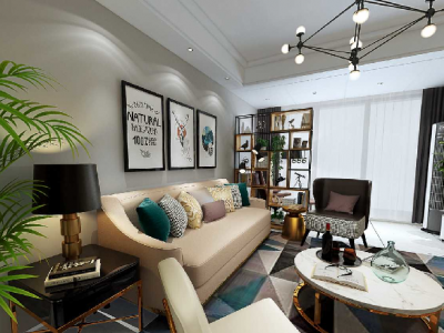 金地·华盈悦府北欧风格105平米三居室装修效果图案例