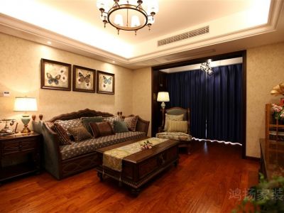 水岸绿城130平米美式风格三居室装修案例