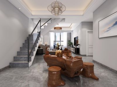 东阳六石兴工路162平米现代复式装修案例